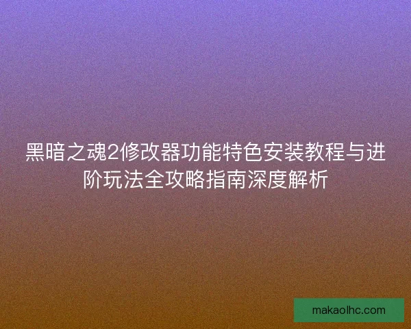 黑暗之魂2修改器功能特色安装教程与进阶玩法全攻略指南深度解析